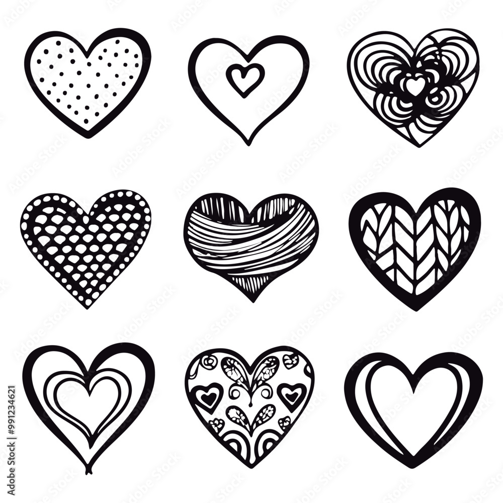 Hand-drawn, scribbled hearts in doodles. Doodle fashion.
Hand-drawn, scribbled hearts in doodles. Doodle fashion.