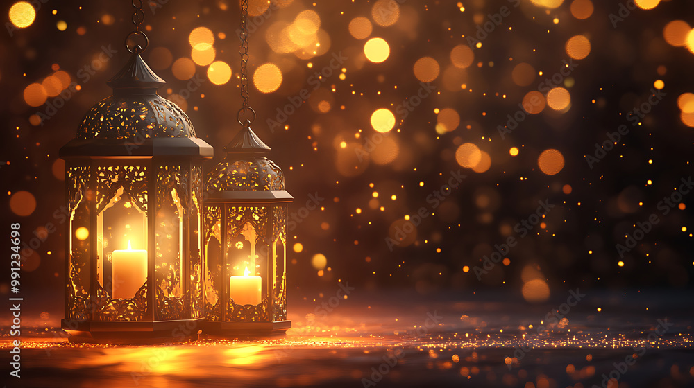 Radiant Eid background with lanterns and a soft, glowing light Radiant Eid background with lanterns and a soft, glowing light