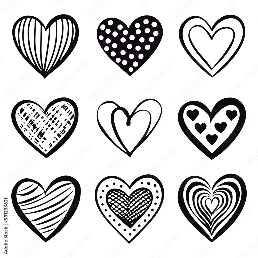 Hand-drawn, scribbled hearts in doodles. Doodle fashion.
Hand-drawn, scribbled hearts in doodles. Doodle fashion.