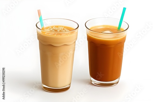 Wallpaper Mural Refreshing Iced Milk Tea Isolated on White Background Torontodigital.ca