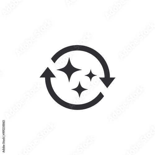 Generation. Regeneration icon. Creation symbol. Magic incarnation. Return icon. History line. Update sign. Improvement. Generate button. Prompt icon. Reincarnation sign. Remake sign. Formation icon