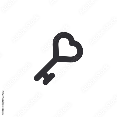 Key icon. Lock or unlock sign. Padlock. Lock symbol. Unblock. Password icon. Access sign. Private access. Logo template. Safety symbol. Door key. Key silhouette. Key with heart. Love symbol. Heart 