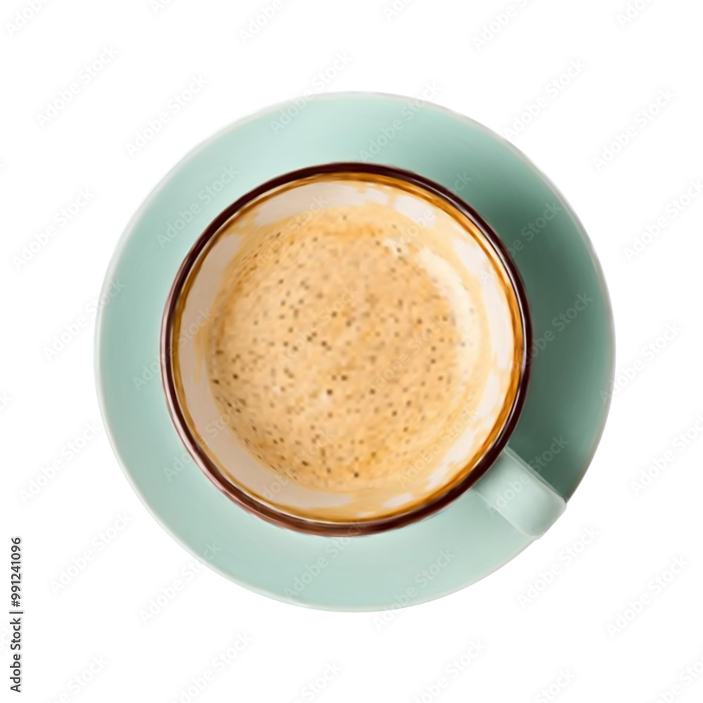 Obraz premium Realistic cup of cappuccino isolated on white background. 3d cappuccino coffe cup top view