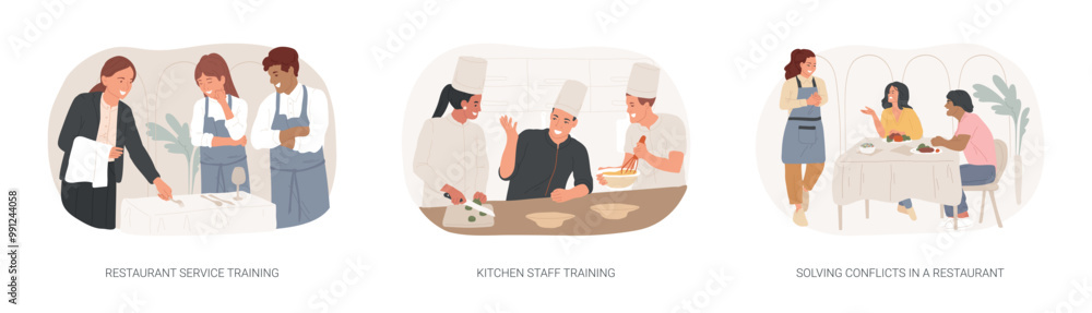 Restaurant staff training isolated cartoon vector illustrations se Restaurant staff training isolated cartoon vector illustrations se