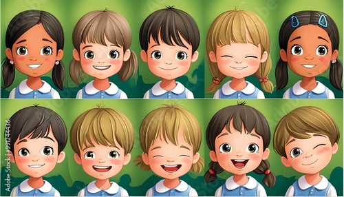 adorable kindergarten children dressed in school uniforms. Their bright smiles and playful energy radiate joy and innocence, capturing a sense of happiness and positivity. 