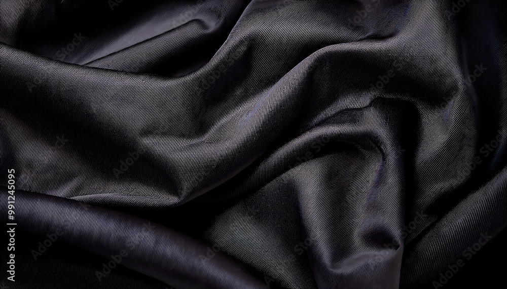 Black fabric texture with soft, velvety tactile feel Black fabric texture with soft, velvety tactile feel