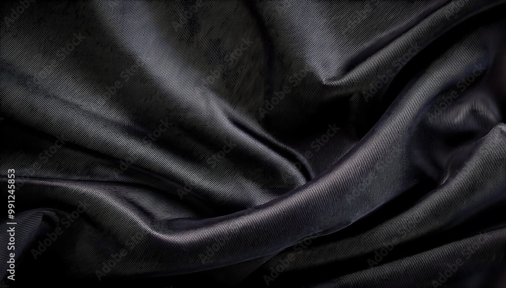 Fototapeta premium Black fabric texture with soft, velvety tactile feel