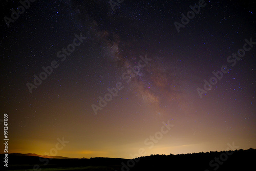 Wallpaper Mural Starry sky and Milky Way arc, with details of its colorful core, outstandingly bright, view from frig valley. Torontodigital.ca