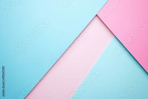 abstract background with geometric shapes, light pastel pink and blue shades, minimalist style, copy space