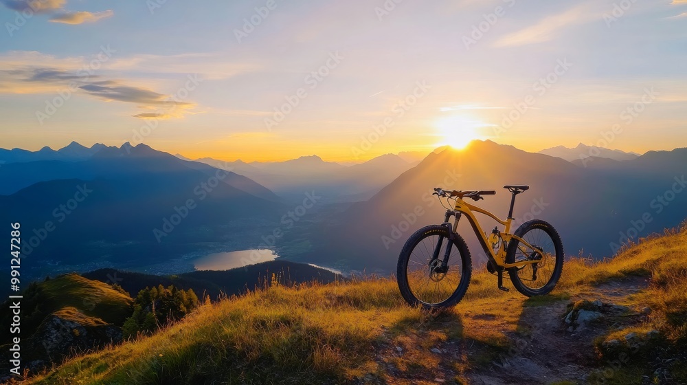 Mountain Bike Sunrise Landscape Mountain Bike Sunrise Landscape