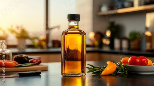 Olive Oil Bottle Kitchen Countertop Still Life