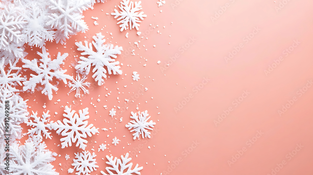 Minimalistic Christmas background with a gradient of icy blues and white snowflakes Minimalistic Christmas background with a gradient of icy blues and white snowflakes