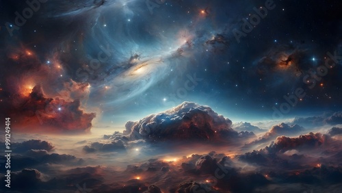 Vibrant Cosmic Clouds and Distant Galaxies Illuminated by Starlight in a Stunning Night Sky