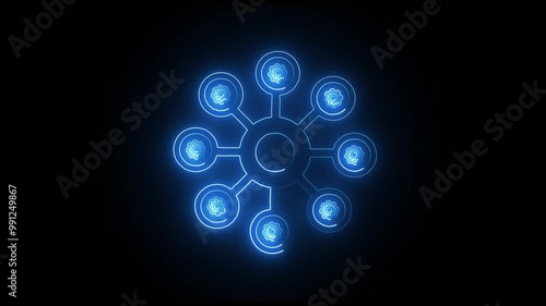 Wallpaper Mural Neon line networking topology concept with pink color animation. Torontodigital.ca