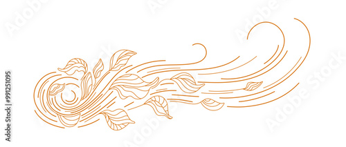 Air wind and flying leaves in blow. Autumn weather