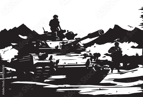 Military vector illustration army combat ambush grunge.