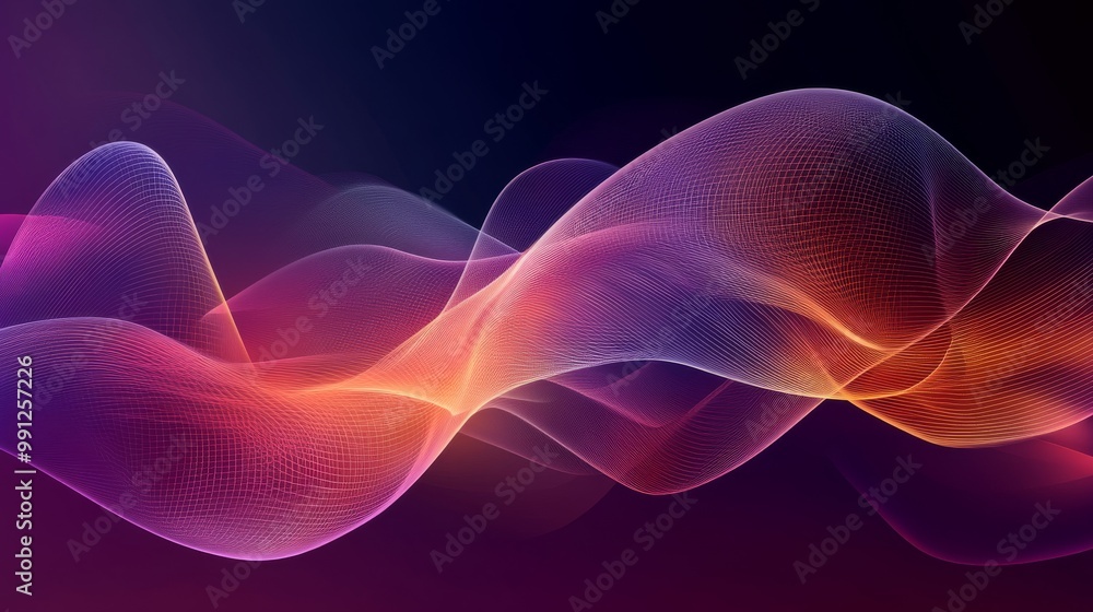 Obraz premium Spiral sound wave rhythm line dynamic abstract vector background 
