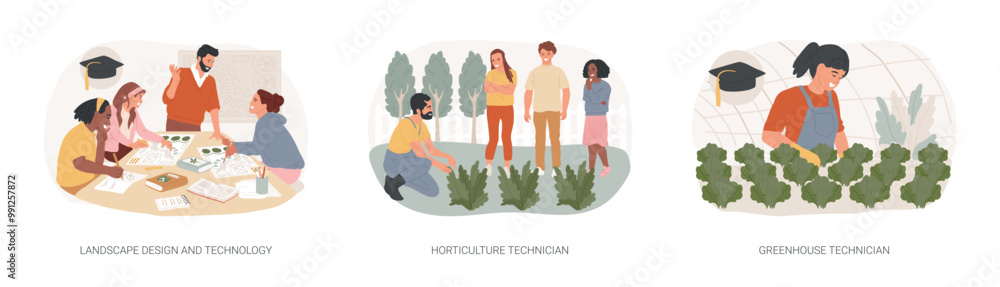 Technical college education isolated cartoon vector illustrations se