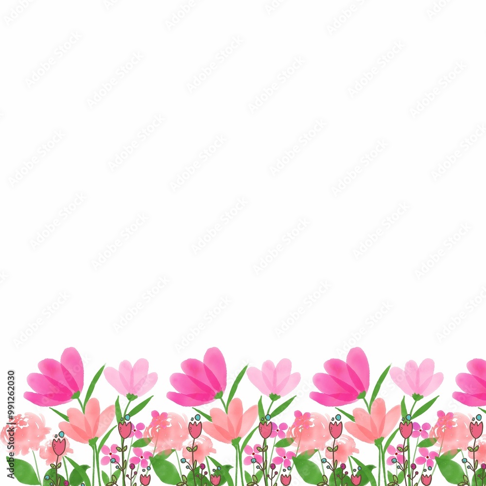 frame of flowers seamless pattern with birds and flowers frame of flowers seamless pattern with birds and flowers