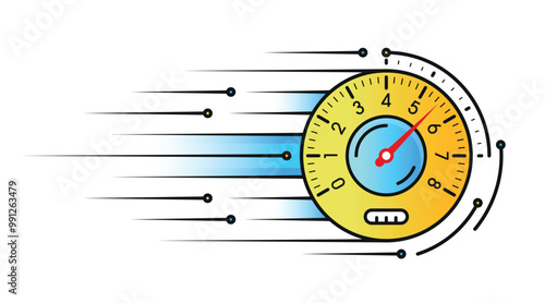 orange-blue speedometer. fast dial concept. dial interface for the world of business, sports, technology