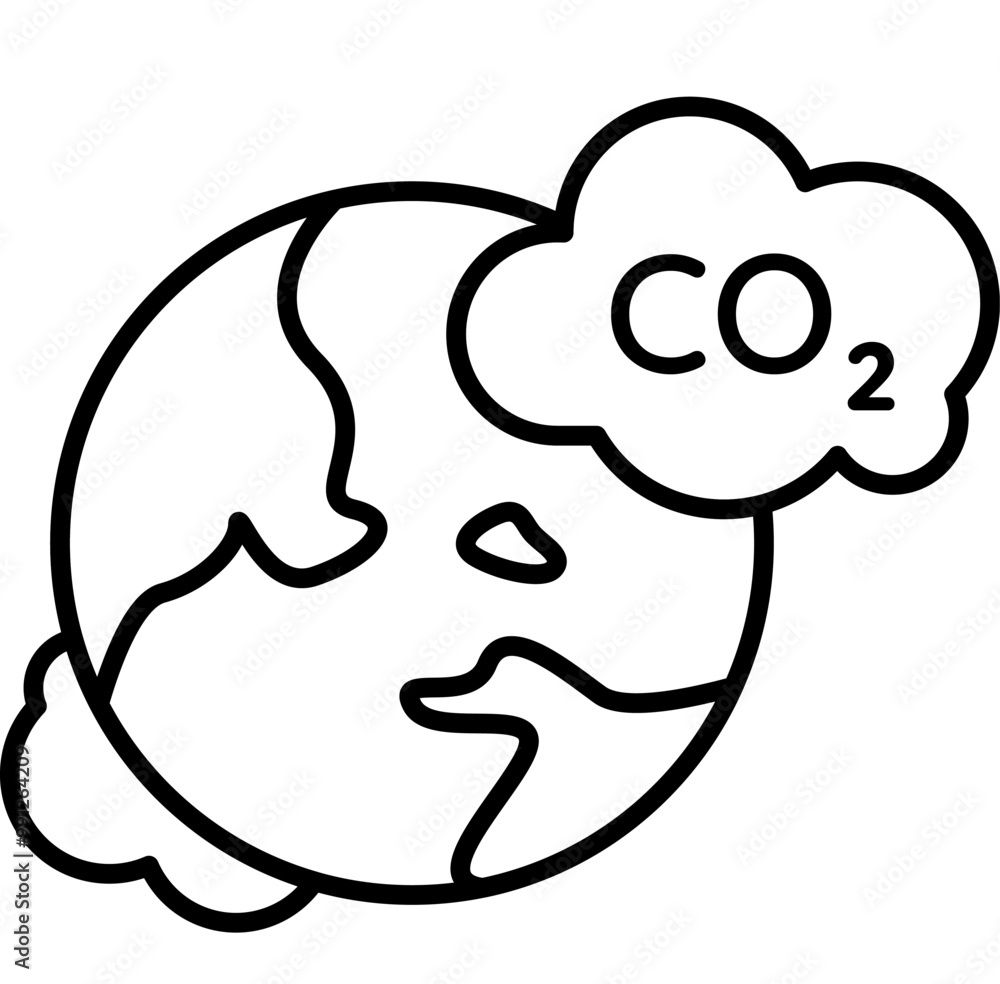 Carbon Dioxide emissions Icon, CO2 Carbon Dioxide emissions Icon, CO2