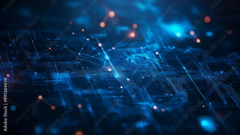 Fototapeta premium Futuristic digital technology abstract background, Artificial Intelligence AI technology background with copyspace