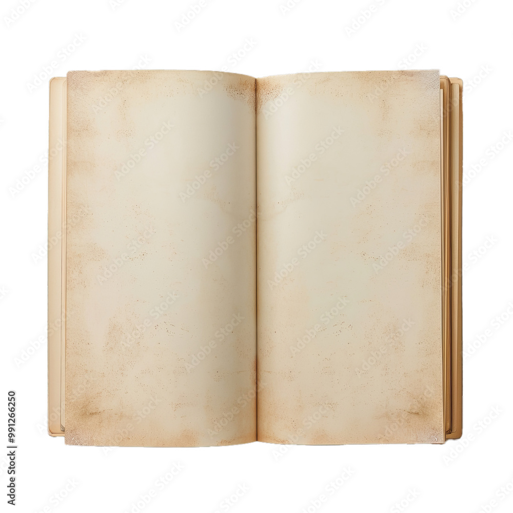 Open old book showing blank pages with stained paper for your message Open old book showing blank pages with stained paper for your message
