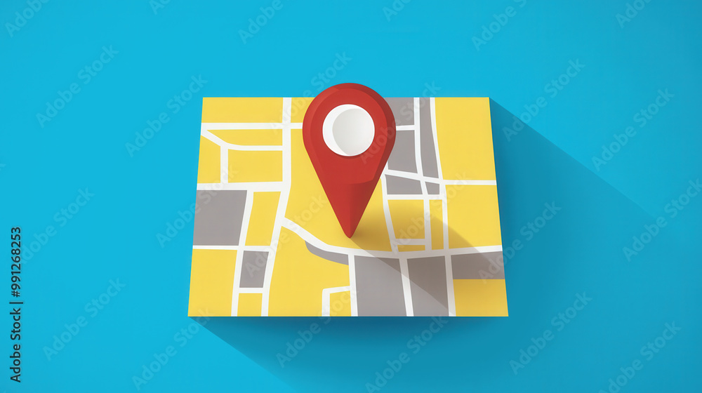 Map illustration featuring a prominent pinned location, detailed ...