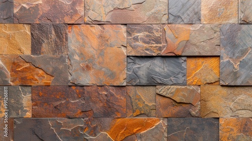 Earthy Slate Elegance, a textured 3D backdrop showcasing a harmonious blend of warm, organic hues, embodying a refined yet rustic aesthetic for versatile design applications. photo