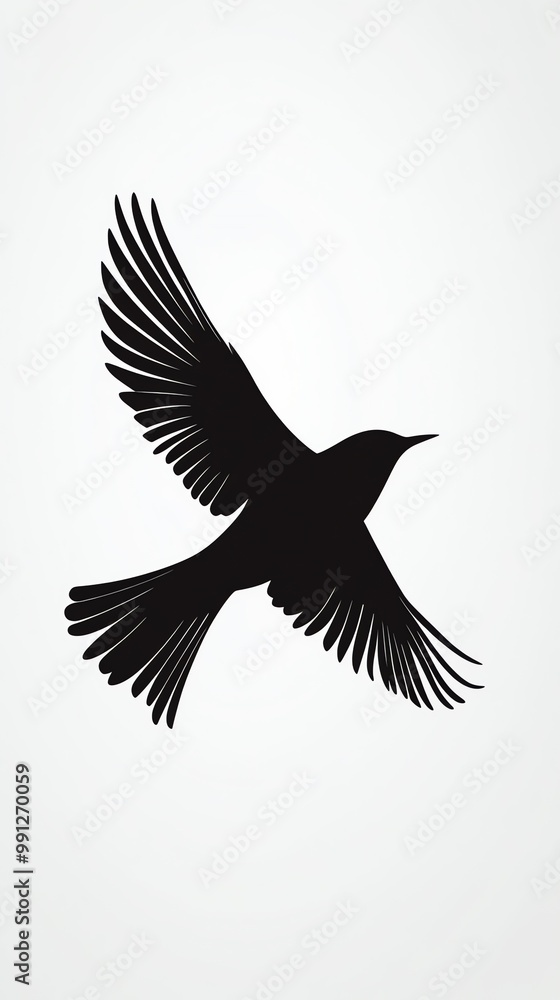 Silhouette élégante noire d'un oiseau en vol sur fond beige, ressource graphique, fond d'écran smartphone Silhouette élégante noire d'un oiseau en vol sur fond beige, ressource graphique, fond d'écran smartphone