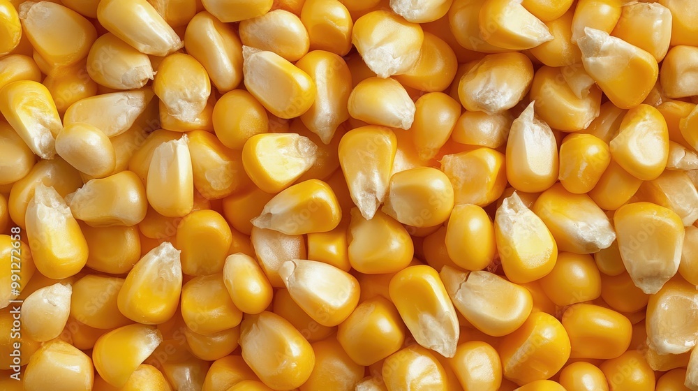 Close-up of fresh corn kernels forming a seamless texture pattern, ideal for repeatable use in food or agriculture designs Close-up of fresh corn kernels forming a seamless texture pattern, ideal for repeatable use in food or agriculture designs