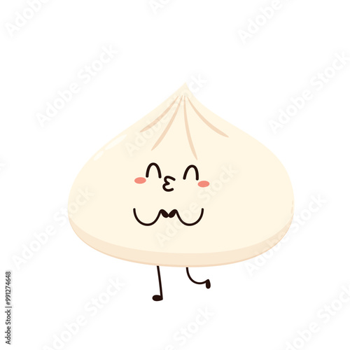 Chinese dumplings character design. Chinese dumplings is Chinese food. Bao cartoon.