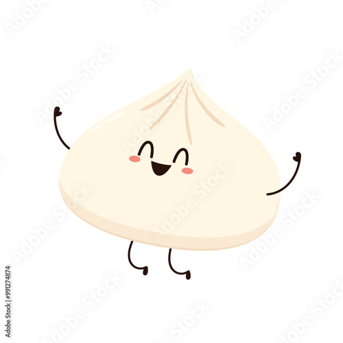 Chinese dumplings character design. Chinese dumplings is Chinese food. Bao cartoon.