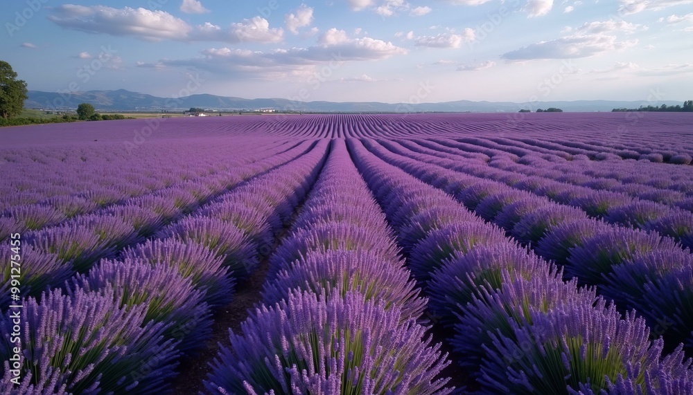 Fototapeta premium Aerial View of Lavender Field in Full Bloom