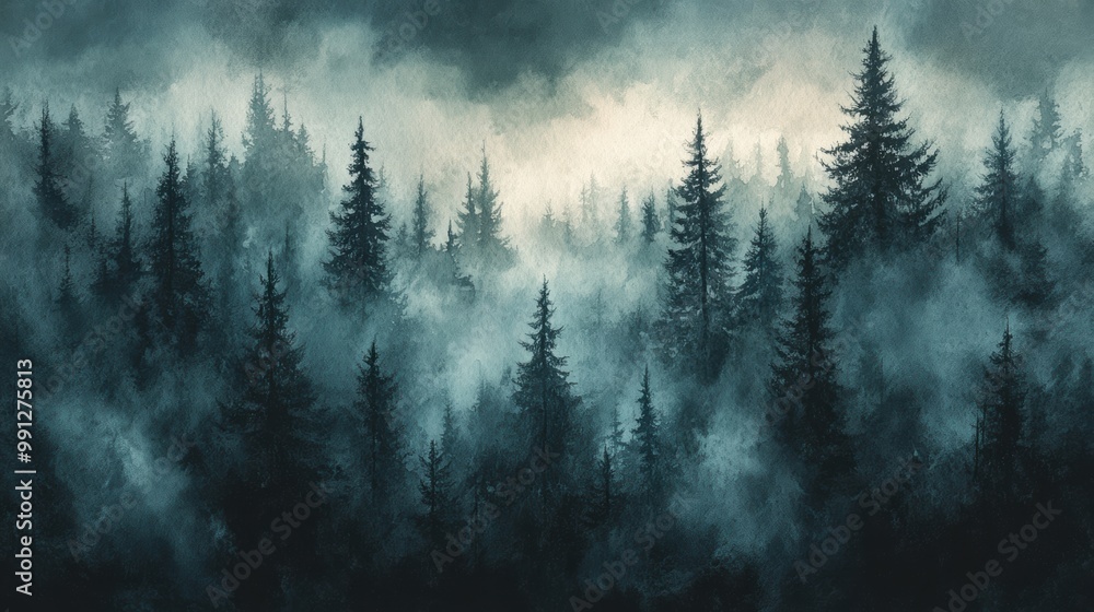 A haunting mist envelops a dark forest, creating an eerie atmosphere of mystery and tranquility in nature's embrace. A haunting mist envelops a dark forest, creating an eerie atmosphere of mystery and tranquility in nature's embrace.