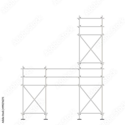 Scaffolding. Vector flat design aluminum prefabricated scaffolding isolated illustration white background.