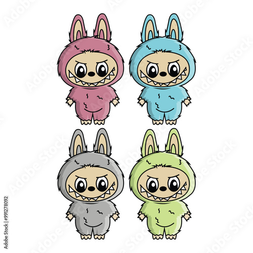 cute doll vector illustration. a little scary and adorable