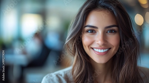 Wallpaper Mural happy businesswoman looking at the camera while having a professional meeting with colleagues in the office focused on teamwork collaboration and achieving business goals Torontodigital.ca