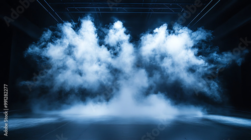 Stage filled with swirling red smoke, creating a dramatic and intense atmosphere