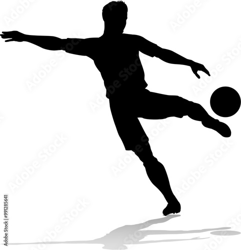 A soccer or football player male silhouette man