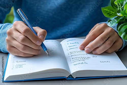 A close-up of a minimal task list in a notebook, with just a few key tasks written down to avoid overwhelm photo