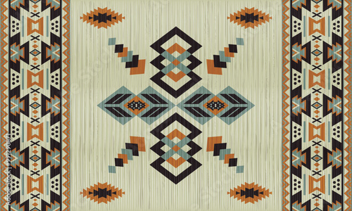 American tribal ethnic native pattern.Traditional Navajo,Aztec,Apache,Southwest and Mexican style fabric pattern.Abstract vector motifs pattern.For fabric,clothing,blanket,carpet,woven,wrap,decoration