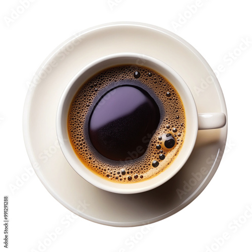 Coffee cup top view Isolated on transparent background.