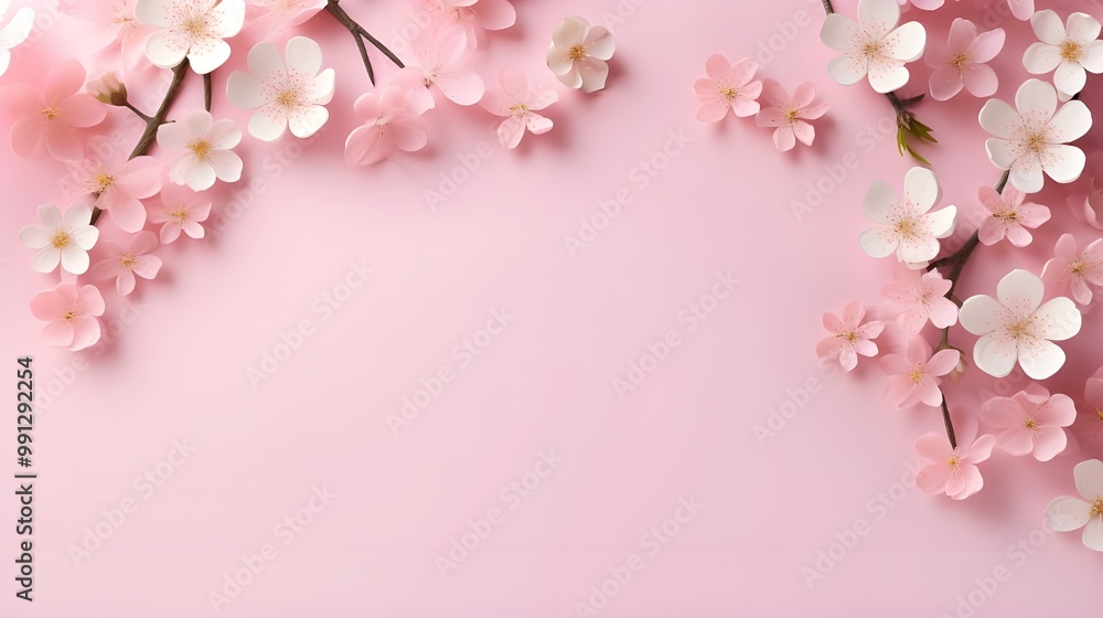 pink cherry blossom with PINK background Generative AI pink cherry blossom with PINK background Generative AI