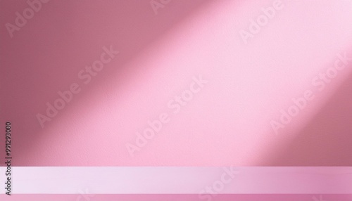 Pink wall interior background, studio and backdrops show products mock-up. with shadow from window