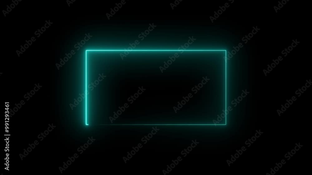 abstract glowing neon box icon rectangle border frame in the shape rectangle glowing and futuristic energy line animation video. on black background abstract glowing neon box icon rectangle border frame in the shape rectangle glowing and futuristic energy line animation video. on black background