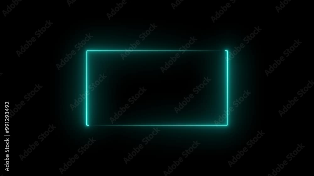 abstract glowing neon box icon rectangle border frame in the shape rectangle glowing and futuristic energy line animation video. on black background abstract glowing neon box icon rectangle border frame in the shape rectangle glowing and futuristic energy line animation video. on black background