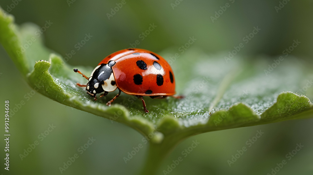 Beautiful ladybug on leaf defocused background Beautiful ladybug on leaf defocused background