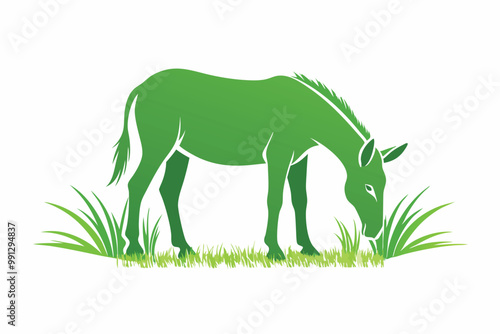 Mule eat grass silhouette D.eps