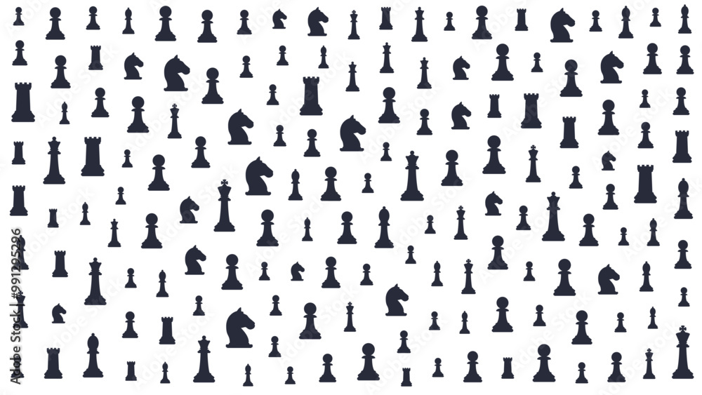 Pattern with pieces of chess on a white background Pattern with pieces of chess on a white background